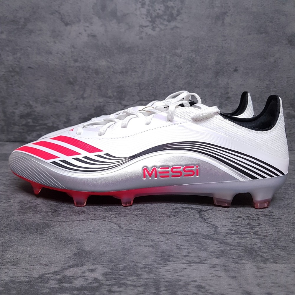 ADIDAS F50 Messi Pro FG Soccer Cleats Mens 9.5 Womens 10.5 White Silver Red